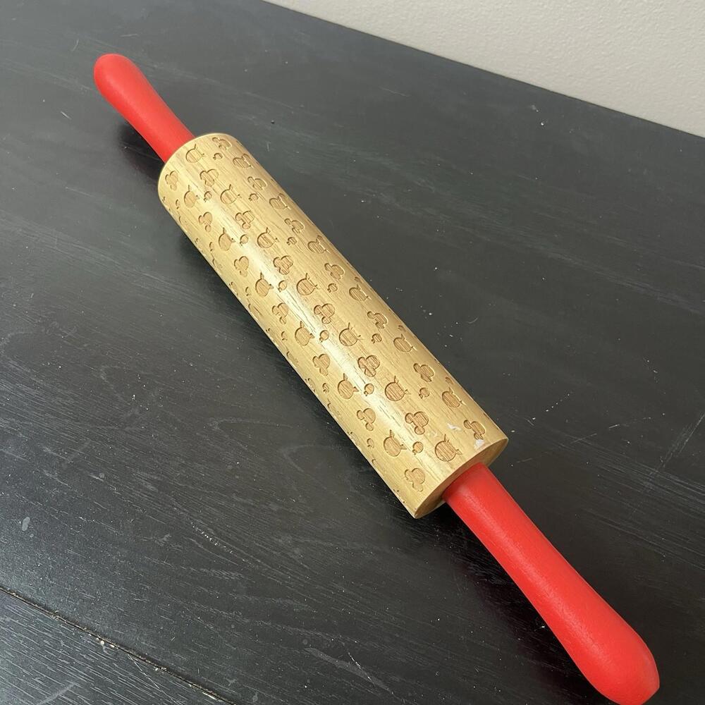 Rolling Pin Disney Mickey Mouse‎ Ears Embossed Baking Engraved Wood Rolling Pin